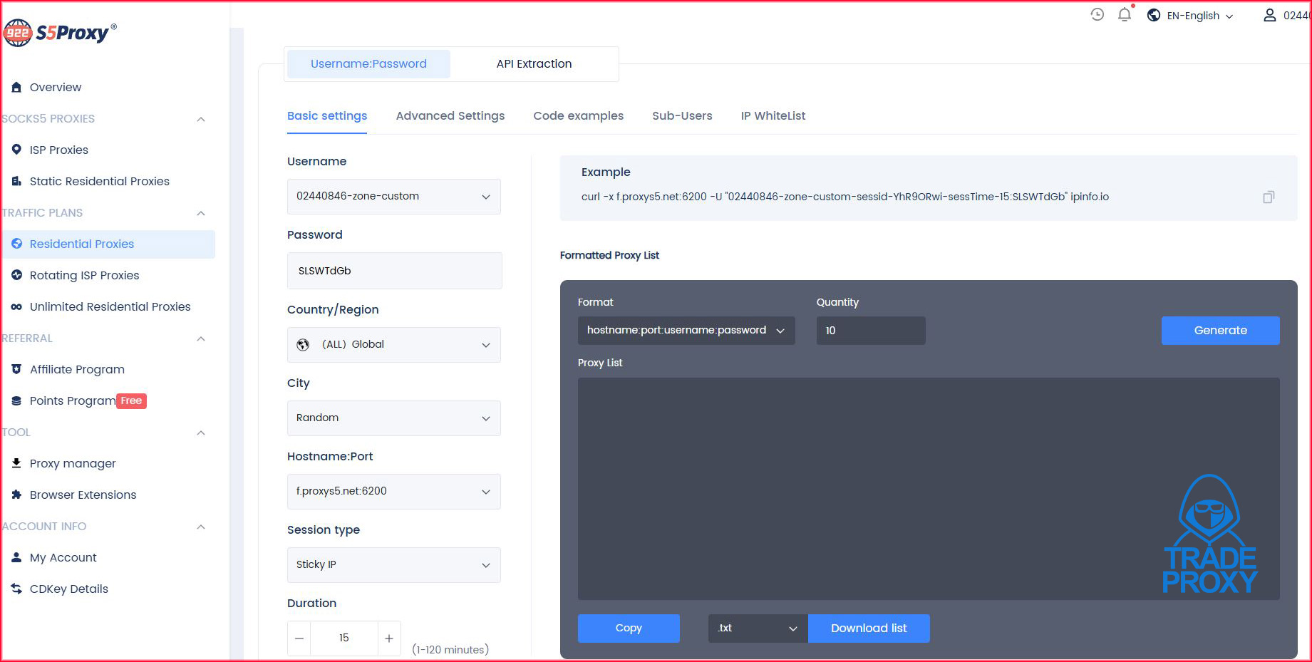 dashboard website 922 proxy traffic